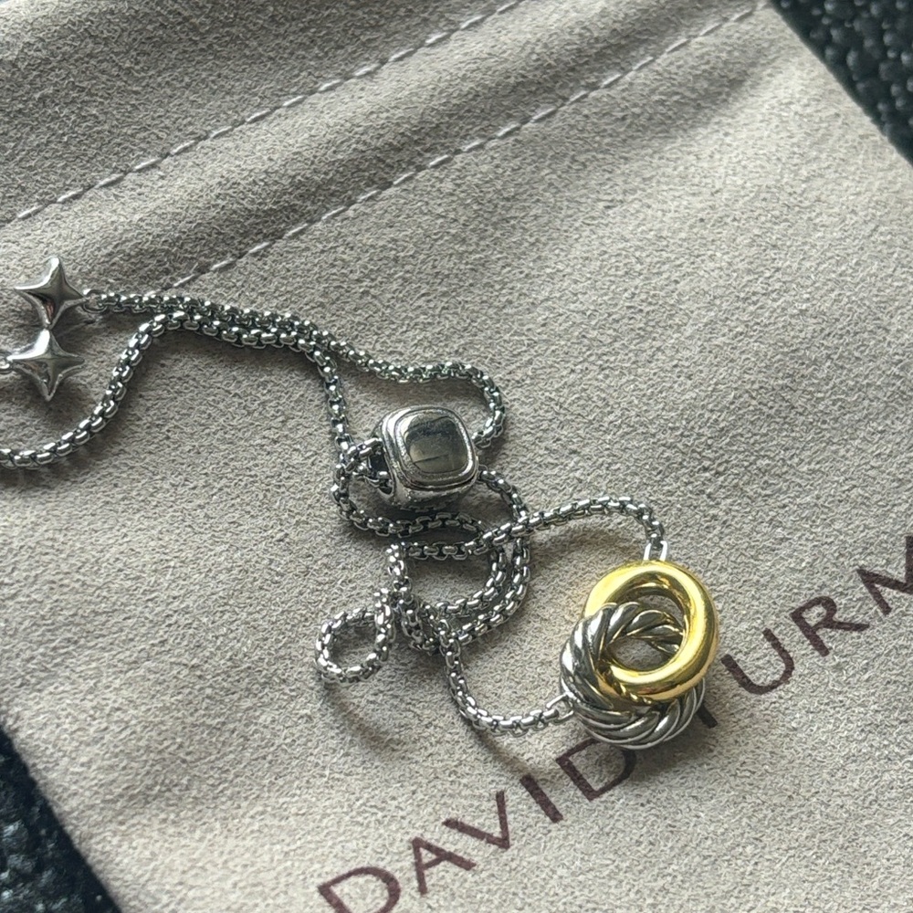 David Yurman Two-Tone Silver and Gold Interlocking Circle Bracelet - Picture 2 of 6